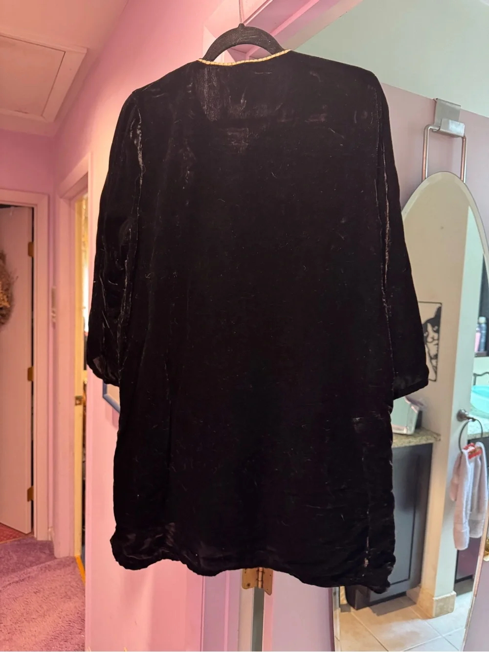 NWT!! Johnny Was Size L Embroidered Velvet Tunic Top - Black with Gold Floral - Picture 8 of 9